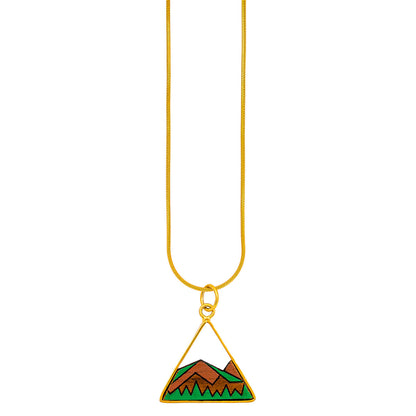 Hill Eco-friendly Recycled Wood Gold Necklace-1